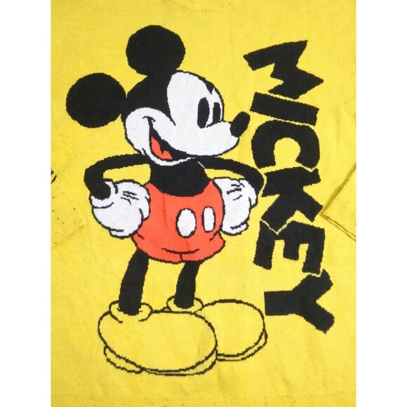 Disney Parks Size Small Mickey Mouse Yellow Sweater Pullover Knit Wool Blend - Picture 2 of 8